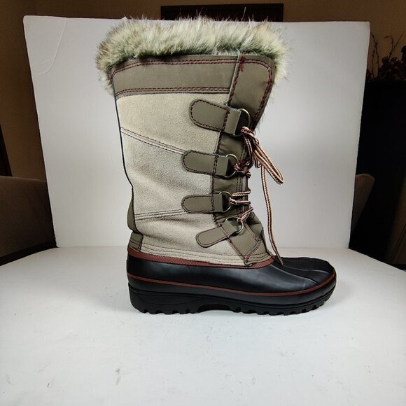 Khombu Womens North Star Waterproof Winter Boots Tan Sz 9, Leather, Fur inside. - Picture 4 of 10